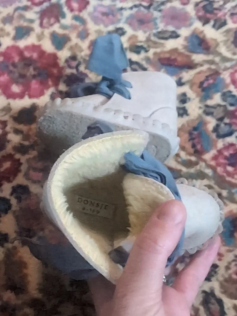 Donsje Suede Booties With Blue Tie